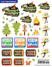 Vacation Bible School (VBS) 2024 Camp Firelight Craft Theme Stickers  (Pkg of 12)
