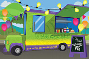 Vacation Bible School (VBS) Food Truck Party 3-panel Decorating Mural