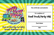 Vacation Bible School (VBS) Food Truck Party Student Certificates (Pkg of 48)