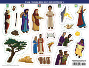 Vacation Bible School (VBS) 2024 Camp Firelight Bible Story Activity Stickers (Pkg of 6)